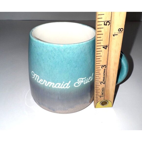 Mermaid Fuel Ceramic Mug Turquoise & Gray 15oz Dishwasher & Microwave Safe - Picture 5 of 6